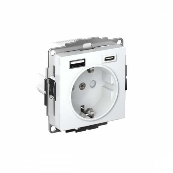 ATLASDESIGN РОЗЕТКА 16А с 2 USB A+C, 5В/2,4А/3,0А, 2х5В/1,5А, механизм, БЕЛЫЙ