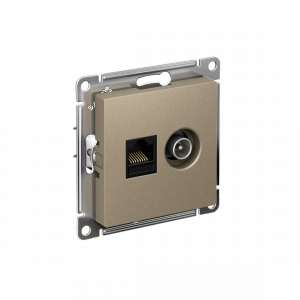 ATLASDESIGN РОЗЕТКА двойная ТВ + компьютерная RJ45 кат. 5e, механизм, ШАМПАНЬ