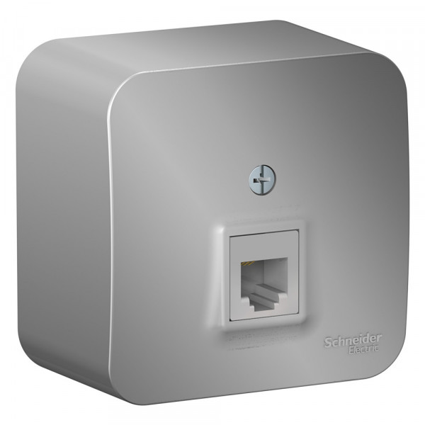 Розетка Schneider Electric BLANCA телефонная RJ11 О/У АЛЮМИНИЙ