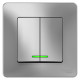 Выключатель Schneider Electric BLANCA 2х-клав. с подсвет. С/У 10АХ/250B АЛЮМИНИЙ