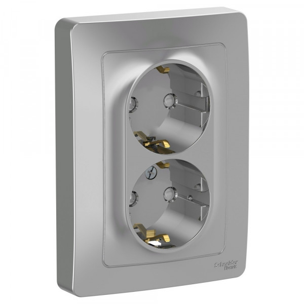 Розетка Schneider Electric BLANCA 2х-мест. заземл.+шторки С/У 16А/250В АЛЮМИНИЙ