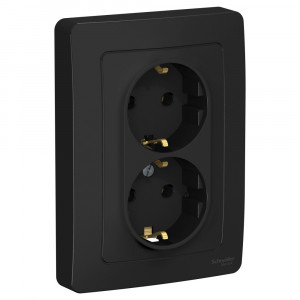 Розетка Schneider Electric BLANCA 2х-мест. с заземл. С/У 16А/250В АНТРАЦИТ
