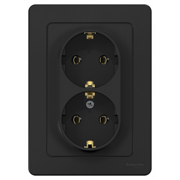 Розетка Schneider Electric BLANCA 2х-мест. с заземл. С/У 16А/250В АНТРАЦИТ