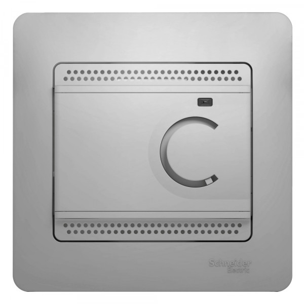 GLOSSA ТЕРМОСТАТ электр.теплого пола с датчиком,от+5до+50&amp;deg;C,10A,в сборе,АЛЮМИНИЙ