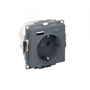 ATLASDESIGN РОЗЕТКА 16А c 2 USB A+C, 5В/2,4А/3,0А, 2х5В/1,5А, механизм, ГРИФЕЛЬ