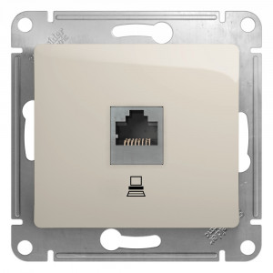 GLOSSA РОЗЕТКА компьютерная RJ45 кат. 5e, механизм, МОЛОЧНЫЙ