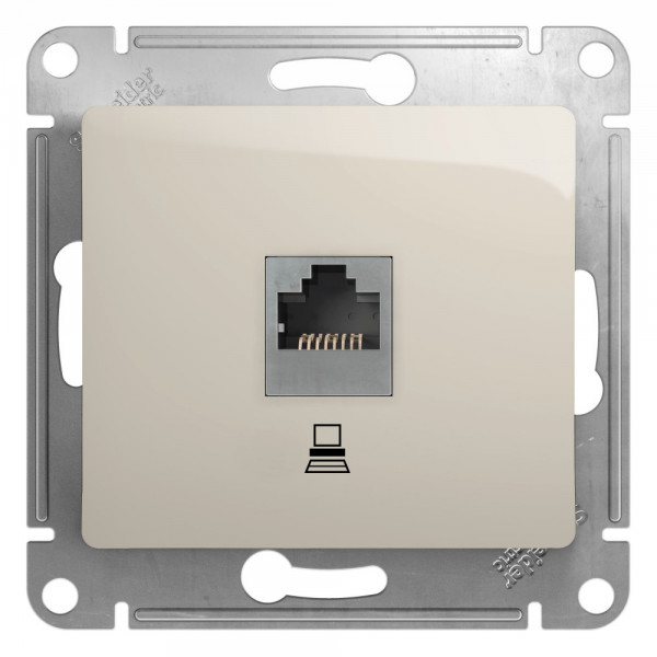 GLOSSA РОЗЕТКА компьютерная RJ45 кат. 5e, механизм, МОЛОЧНЫЙ