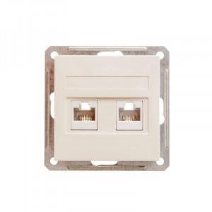 W59 РОЗЕТКА двойная компьютерная RJ45+RJ45 кат. 5e, механизм, СЛОНОВАЯ КОСТЬ