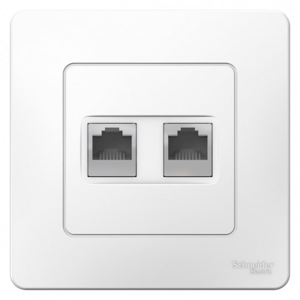 Комп. розетка Schneider Electric BLANCA 2х-мест. RJ45 кат.5e С/У БЕЛЫЙ
