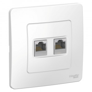 Комп. розетка Schneider Electric BLANCA 2х-мест. RJ45 кат.5e С/У БЕЛЫЙ