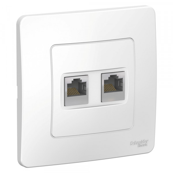 Комп. розетка Schneider Electric BLANCA 2х-мест. RJ45 кат.5e С/У БЕЛЫЙ