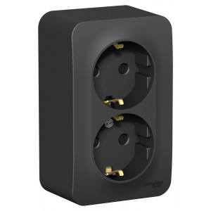 Розетка Schneider Electric BLANCA 2х-мест. заземл.+шторки О/У 16А/250В АНТРАЦИТ