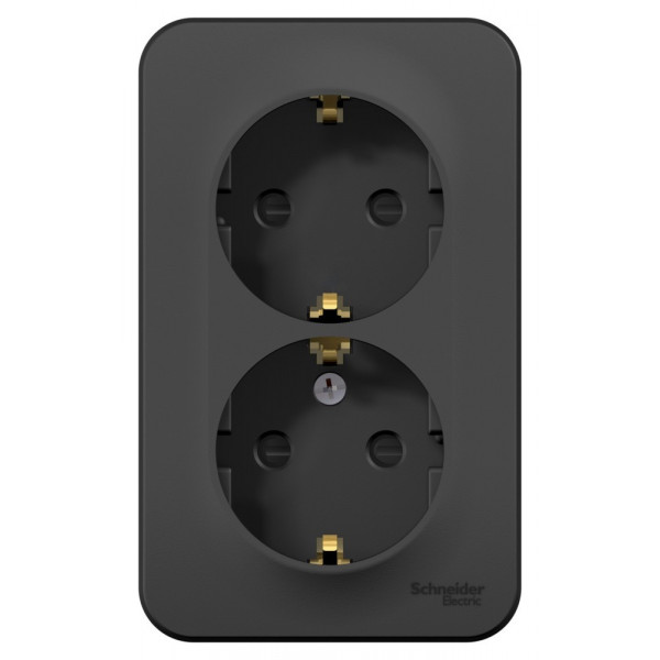 Розетка Schneider Electric BLANCA 2х-мест. заземл.+шторки О/У 16А/250В АНТРАЦИТ