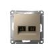 ATLASDESIGN РОЗЕТКА двойная компьютерная RJ45+RJ45 кат. 6А, механизм, ШАМПАНЬ