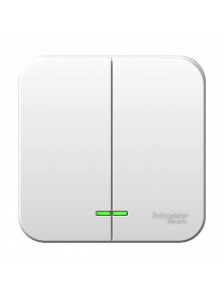 Выключатель Schneider Electric BLANCA 2х-клав. с подсветкой О/У , 6А/250B БЕЛЫЙ