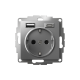 ATLASDESIGN РОЗЕТКА 16А c 2 USB A+C, 5В/2,4А/3,0А, 2х5В/1,5А, механизм, СТАЛЬ