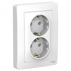 Розетка Schneider Electric BLANCA 2х-мест. с заземл. С/У 16А/250В БЕЛЫЙ