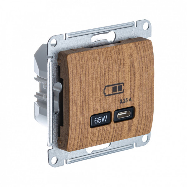 GLOSSA USB РОЗЕТКА тип-C 65Вт высокоскор.заряд. QC, PD, механизм, ДУБ