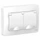 Розетка Schneider Electric BLANCA 2х-мест. IP44 заземл.+шторки С/У 16А/250В БЕЛЫЙ