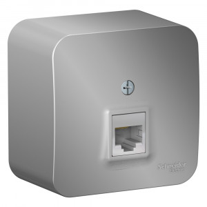 Розетка Schneider Electric BLANCA компьютерная RJ45 кат.5e О/У АЛЮМИНИЙ