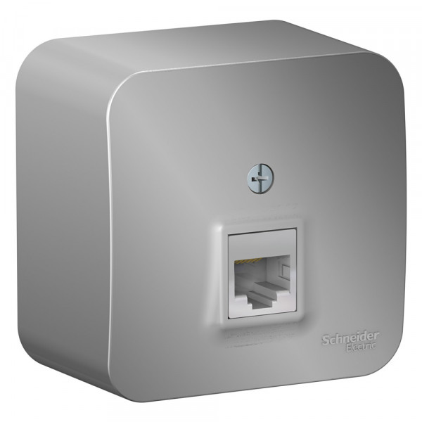 Розетка Schneider Electric BLANCA компьютерная RJ45 кат.5e О/У АЛЮМИНИЙ