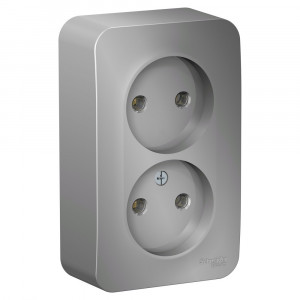 Розетка Schneider Electric BLANCA 2х-мест. О/У 16А/250В АЛЮМИНИЙ