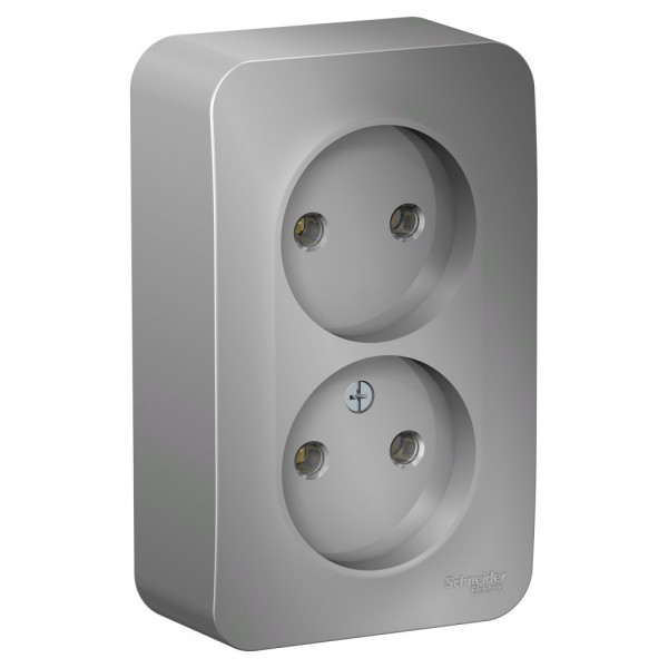 Розетка Schneider Electric BLANCA 2х-мест. О/У 16А/250В АЛЮМИНИЙ