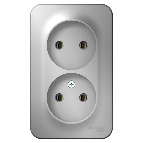 Розетка Schneider Electric BLANCA 2х-мест. О/У 16А/250В АЛЮМИНИЙ