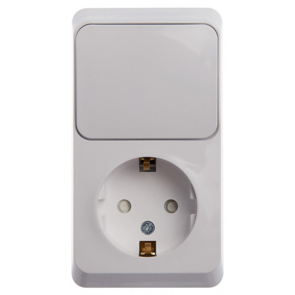 Блок Schneider Electric ЭТЮД розетка/1-клав. выкл. О/У 16А/10A 250В БЕЛЫЙ