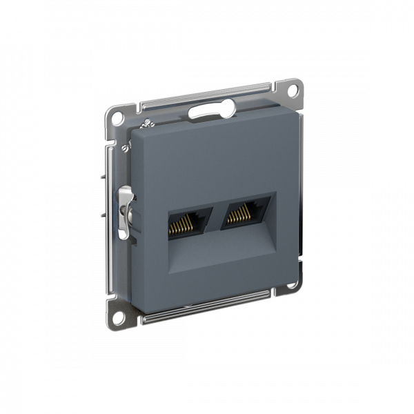 ATLASDESIGN РОЗЕТКА двойная компьютерная RJ45+RJ45 кат. 6А, механизм, ГРИФЕЛЬ