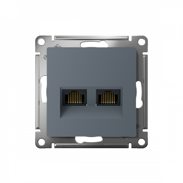 ATLASDESIGN РОЗЕТКА двойная компьютерная RJ45+RJ45 кат. 6А, механизм, ГРИФЕЛЬ
