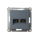 ATLASDESIGN РОЗЕТКА двойная компьютерная RJ45+RJ45 кат. 6А, механизм, ГРИФЕЛЬ