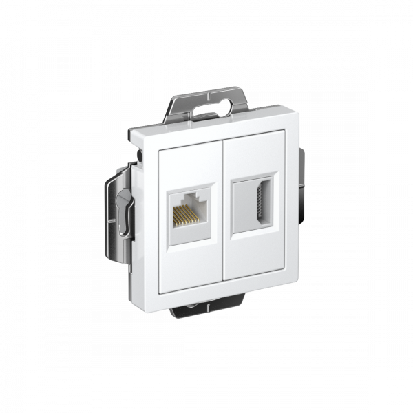 ATLASDESIGN РОЗЕТКА двойная HDMI+RJ45, кат. 5е, механизм, БЕЛЫЙ