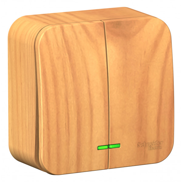 Выключатель Schneider Electric BLANCA 2х-клав. с подсветкой О/У 10А/250B ЯСЕНЬ