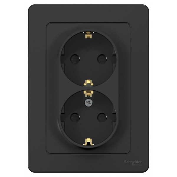 Розетка Schneider Electric BLANCA 2х-мест. заземл.+шторки С/У 16А/250В АНТРАЦИТ