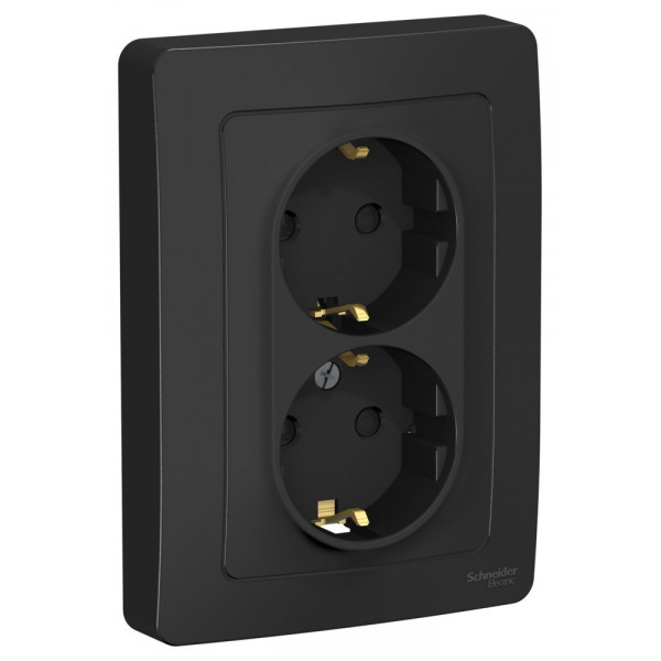Розетка Schneider Electric BLANCA 2х-мест. заземл.+шторки С/У 16А/250В АНТРАЦИТ