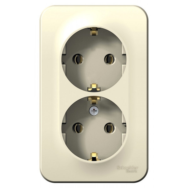 Розетка Schneider Electric BLANCA 2х-мест. с заземлением О/У 16А/250В МОЛОЧНЫЙ