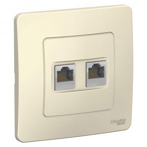 Комп. розетка Schneider Electric BLANCA 2х-мест. RJ45 кат.5e С/У МОЛОЧНЫЙ