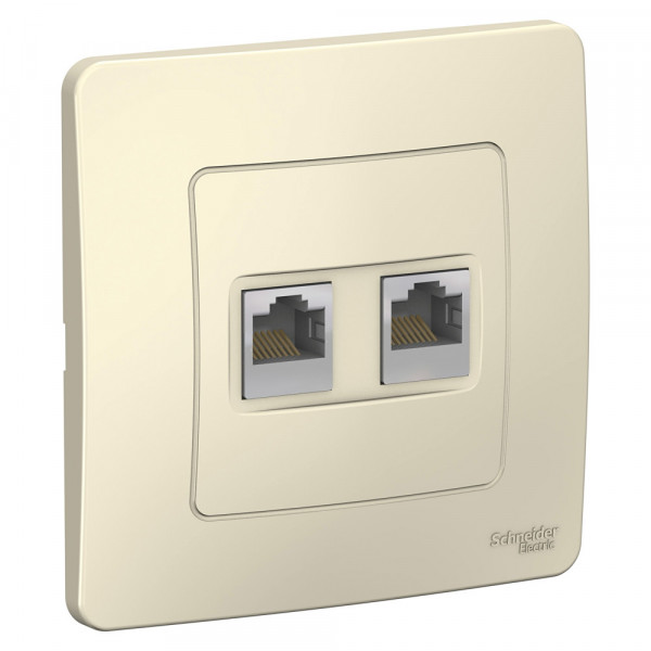 Комп. розетка Schneider Electric BLANCA 2х-мест. RJ45 кат.5e С/У МОЛОЧНЫЙ