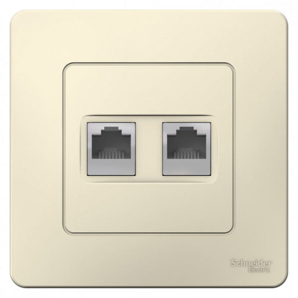 Блок розеток Schneider Electric BLANCA комп. RJ45 + телеф. RJ11 С/У МОЛОЧНЫЙ