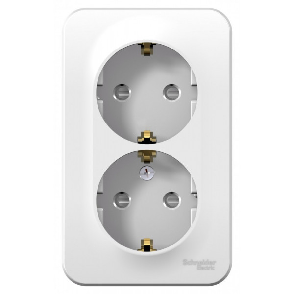 Розетка Schneider Electric BLANCA 2х-мест. заземл.+шторки О/У 16А/250В БЕЛЫЙ