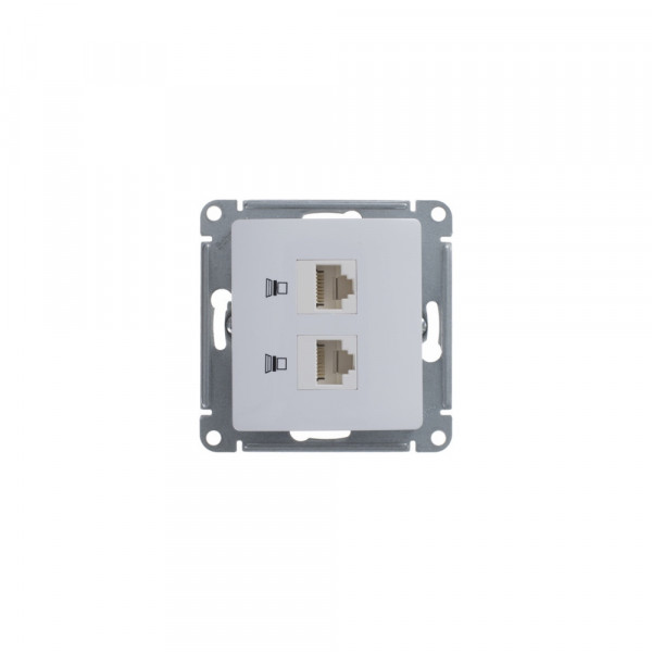 GLOSSA РОЗЕТКА двойная компьютерная RJ45+RJ45 кат. 5e, механизм, БЕЛЫЙ