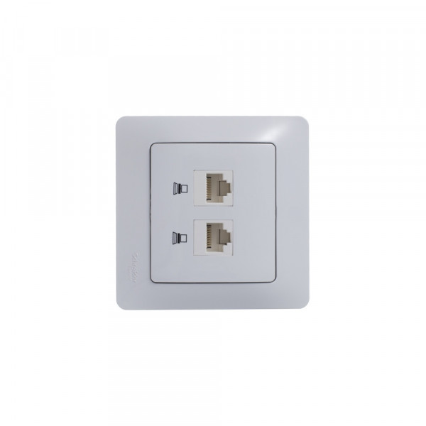 GLOSSA РОЗЕТКА двойная компьютерная RJ45+RJ45 кат. 5e, механизм, БЕЛЫЙ
