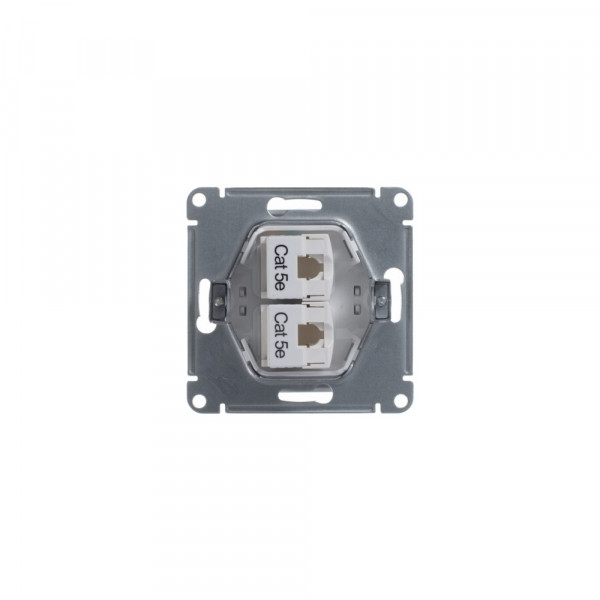 GLOSSA РОЗЕТКА двойная компьютерная RJ45+RJ45 кат. 5e, механизм, БЕЛЫЙ