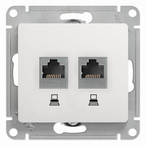 GLOSSA РОЗЕТКА двойная компьютерная RJ45+RJ45 кат. 5e, механизм, БЕЛЫЙ