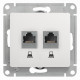 GLOSSA РОЗЕТКА двойная компьютерная RJ45+RJ45 кат. 5e, механизм, БЕЛЫЙ