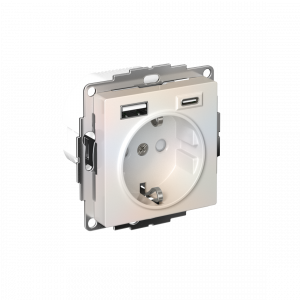 ATLASDESIGN РОЗЕТКА 16А c 2 USB A+C, 5В/2,4А/3,0А, 2х5В/1,5А, механизм, ЖЕМЧУГ