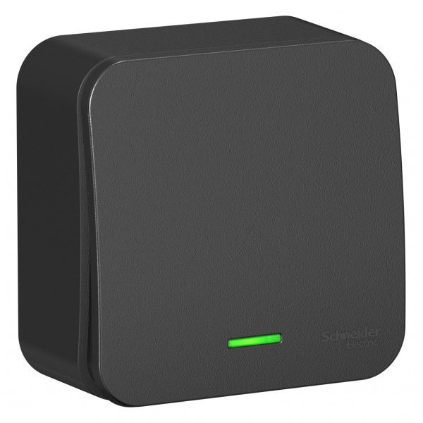 Переключатель Schneider Electric BLANCA 1-клав. с подсветкой О/У 10АХ/250B АНТРАЦИТ