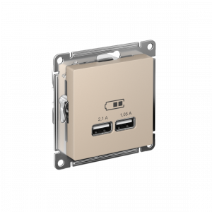 ATLASDESIGN USB РОЗЕТКА A+A, 5В/2,1А, 2х5В/1,05А, механизм, ПЕСОЧНЫЙ