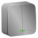 Выключатель Schneider Electric BLANCA 2х-клав. с подсветкой О/У 10А/250B АЛЮМИНИЙ